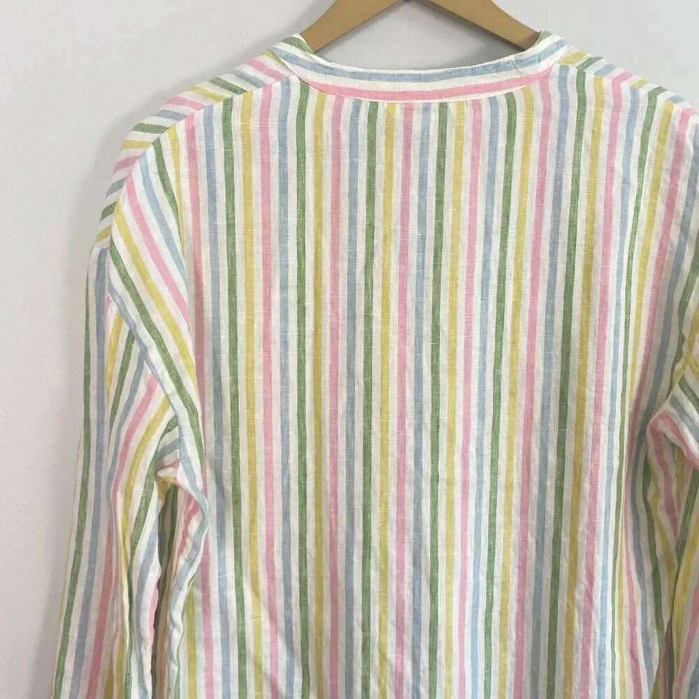 Boden Linen Pastel Rainbow Striped Tunic Top - Picture 11 of 13
